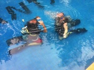 Practising students in our pool at Lanta Island Resort