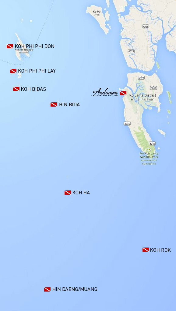dive site map for dive Thailand info